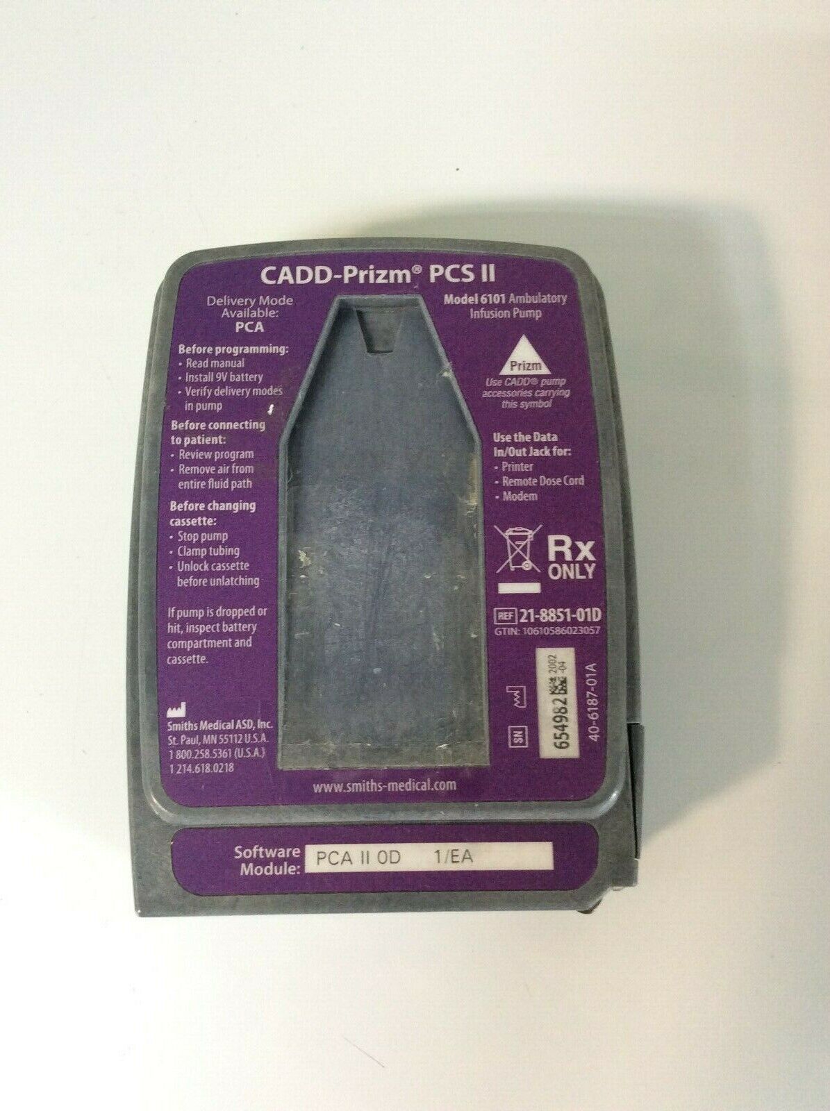 Smiths Medical CADD-Prizm PCS II Ambulatory Infusion Pump 6101