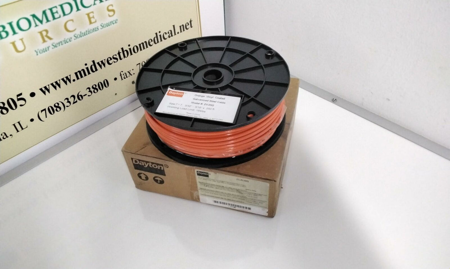 NEW Dayton Orange Vinyl Coated Galvanized Steel Cable Model 2VJW2 with Free Ship